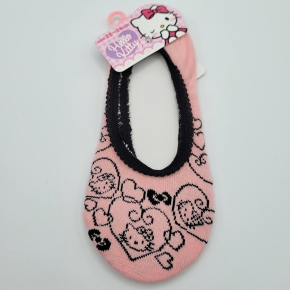 Sanrio Hello Kitty Pink Black Heart Socks - Picture 1 of 5